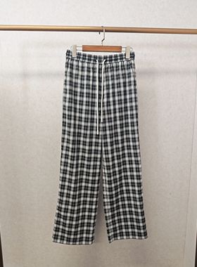 大牌h专柜&25春款福利 松紧腰休闲格纹直筒长裤（仅换码）14453
