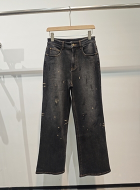 恩系列＆专柜25秋 棉质涂鸦直筒牛仔裤（NO退换）133151