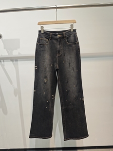 133151 NO退换 恩系列＆专柜25秋 棉质涂鸦直筒牛仔裤