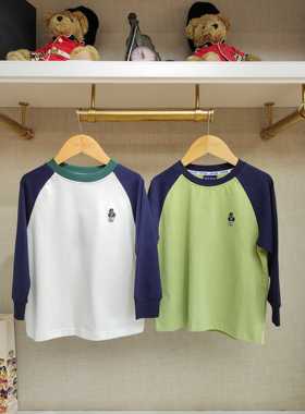 英国泰迪熊＆专柜童装 100％棉新疆长绒棉撞色长袖T恤 G5FS01