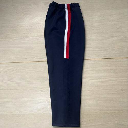 加绒藏蓝上前大红后白宽杠校裤