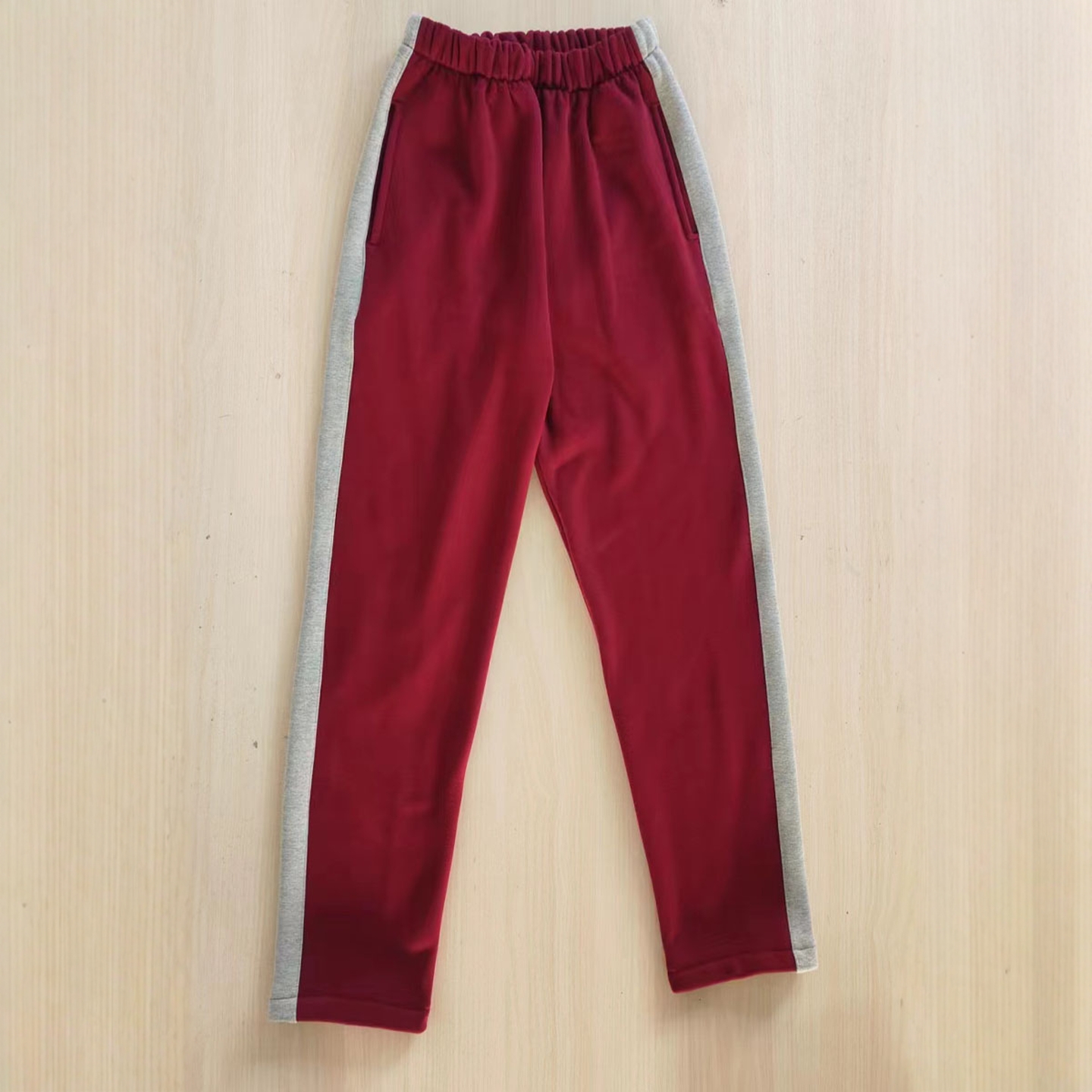 学生校服裤子长裤酒红可定制加大