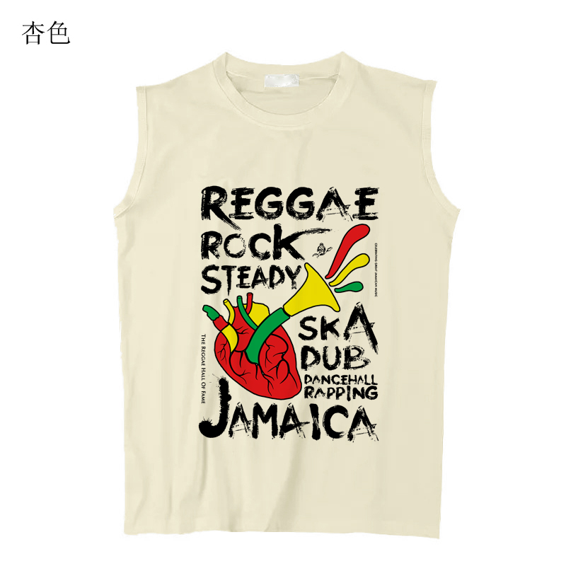 heart of reggae jamaica 牙买加鲍勃马利雷鬼之心圆领坎肩无袖T