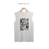 punk新浪潮朋克手工拓印设计感男女纯棉无袖 new wave 坎肩T恤