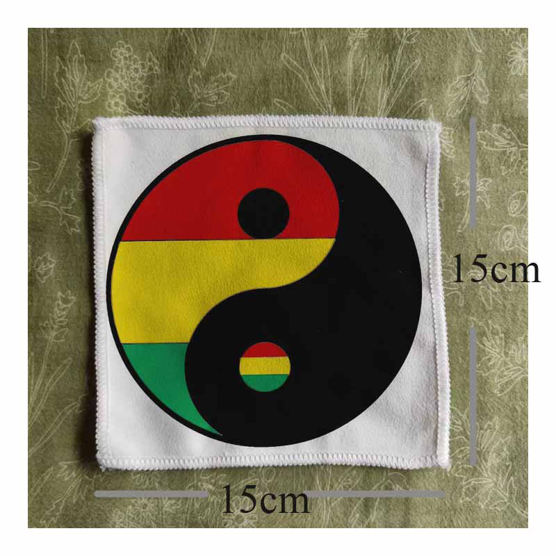 雷鬼彩色太极图狮子趣味印花reggae红黄绿软薄微绒面布贴布标布章