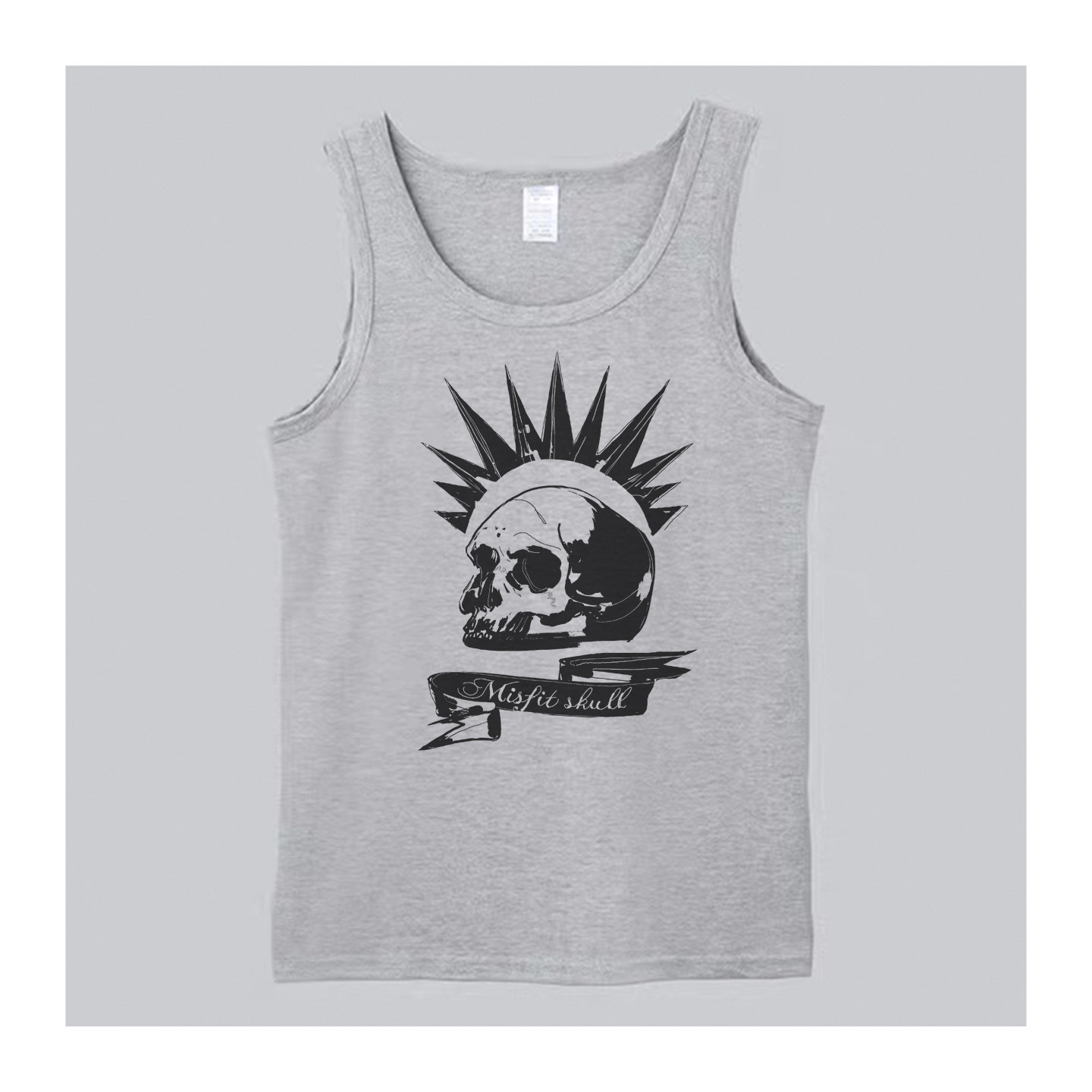 复古朋克摇滚the misfits skull音乐节男女个性纯棉拓印吊带背心