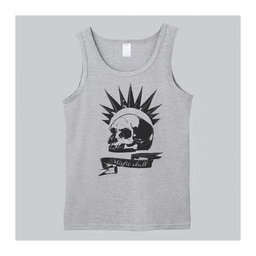 复古朋克摇滚the misfits skull音乐节男女个性纯棉拓印吊带背心