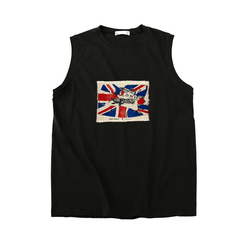 sex pistols性手枪地下朋克风布贴punk便利贴纯棉无袖坎肩背心T恤