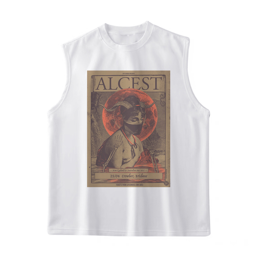 法国黑金属乐队Alcest自赏派摇滚男女中性款喷绘印花坎肩背心T恤
