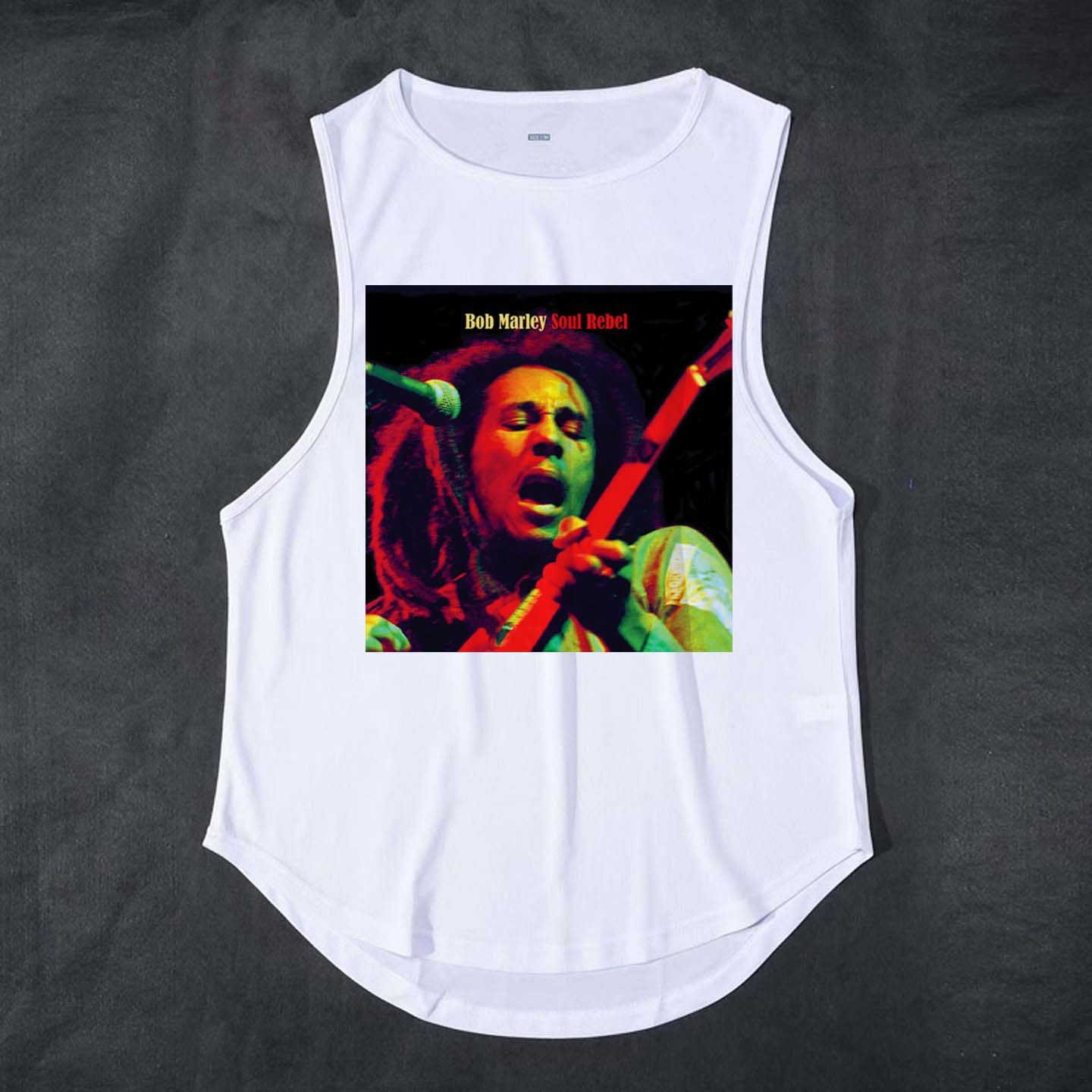 bob marley reggae雷鬼摇滚快乐健身机能户外运动圆下摆背心坎肩T