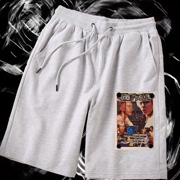 sex pistols复古个性punk男女朋克摇滚风铆钉贴布印花夏季短裤