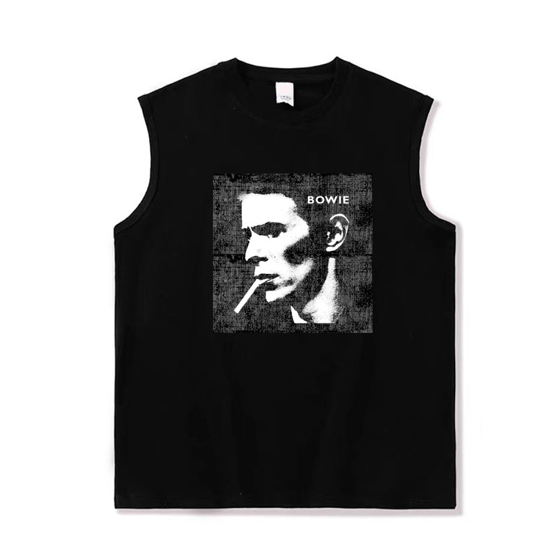 lou-reed-david-bowie暗黑摇滚复古透气贴布印花纯棉坎肩无袖t恤