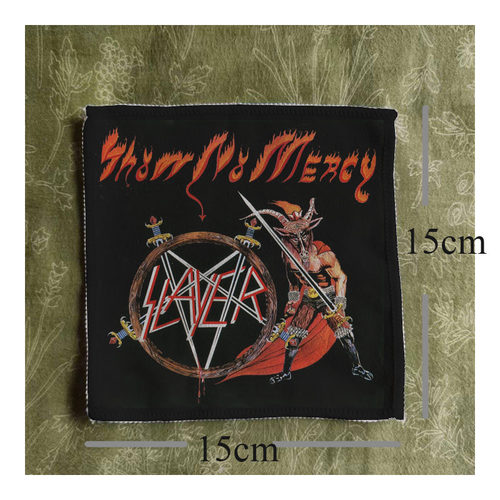 Slayer show no mercy重金属摇滚乐队复古喷印衣服包包diy布贴