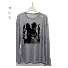 薄款sonic youth音速青年朋克风莫代尔柔软宽松男女透气长袖T恤
