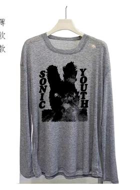 薄款sonic youth音速青年朋克风莫代尔柔软宽松男女透气长袖T恤