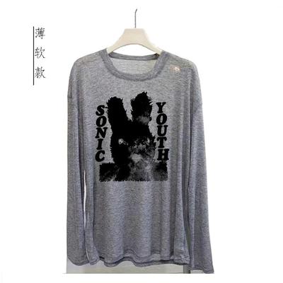 薄款sonic youth音速青年朋克风莫代尔柔软宽松男女透气长袖T恤