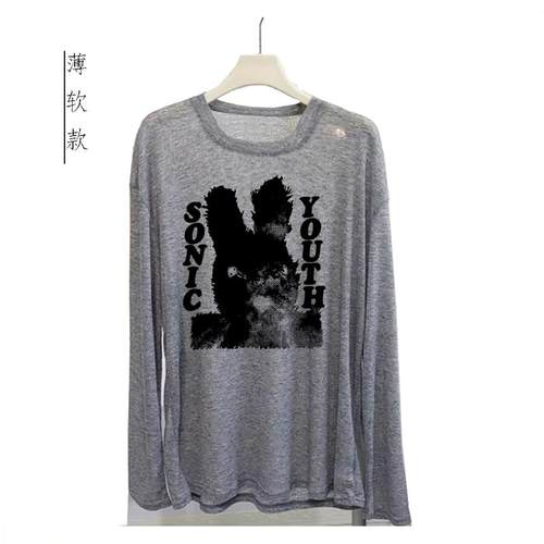 薄款sonic youth音速青年朋克风莫代尔柔软宽松男女透气长袖T恤