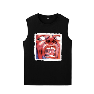 pink floyd king crimson艺术摇滚改贴布印花纯棉坎肩无袖T恤背心