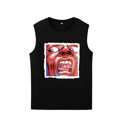 pink floyd king crimson艺术摇滚改贴布印花纯棉坎肩无袖T恤背心