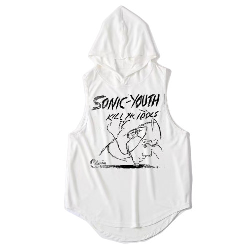 圆下摆连帽子无袖-sonic youth音速青年干掉偶像坎肩背心可叠穿