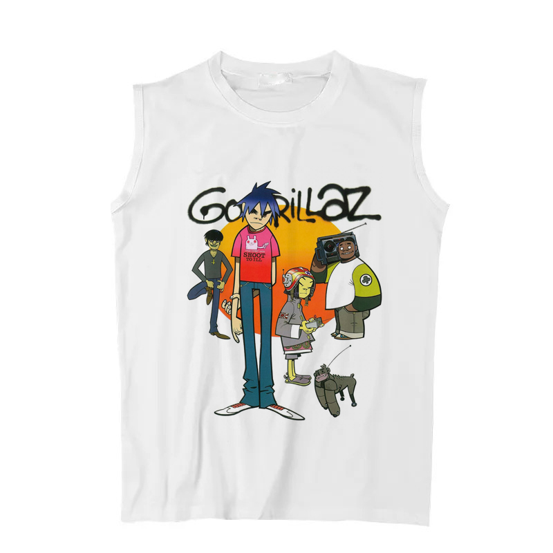 gorillaz blur 街头霸王 糊团  电子朋克摇滚宽松坎肩背心无袖T恤