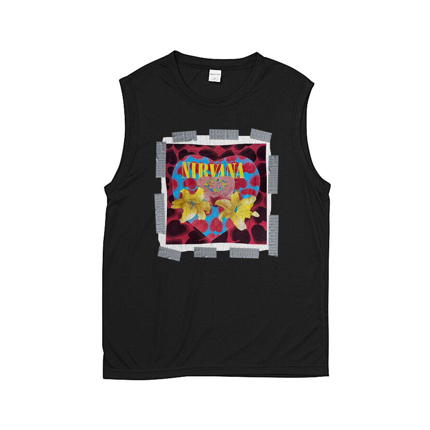 Kurt-cobain涅槃柯本调吉他grunge朋克压胶印花无袖T恤坎肩背心