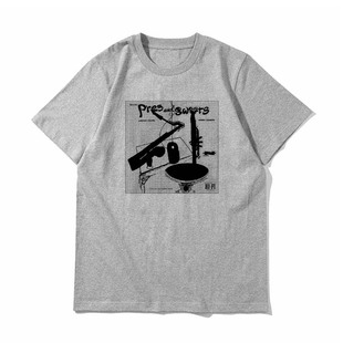 爵士音乐黑胶唱片封套黑白手绘拓印艺术jazz摇滚纯棉短袖T恤背心