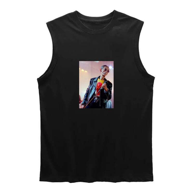 趣味相声马三立老爷子玩儿摇滚胶印传统现代潮帅夏日纯棉T恤背心