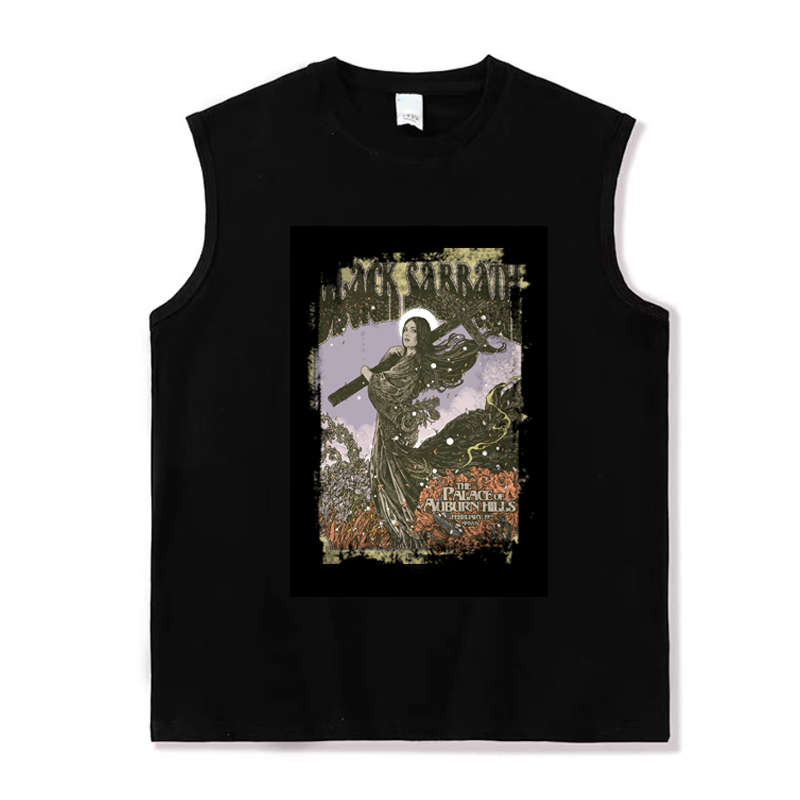 black sabbath 黑色安息日 重金属暗黑风贴布圆领纯棉无袖坎肩T恤