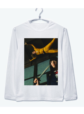 kill bill杀死比尔昆汀黑色电影文艺风拼接袖男女长袖T恤