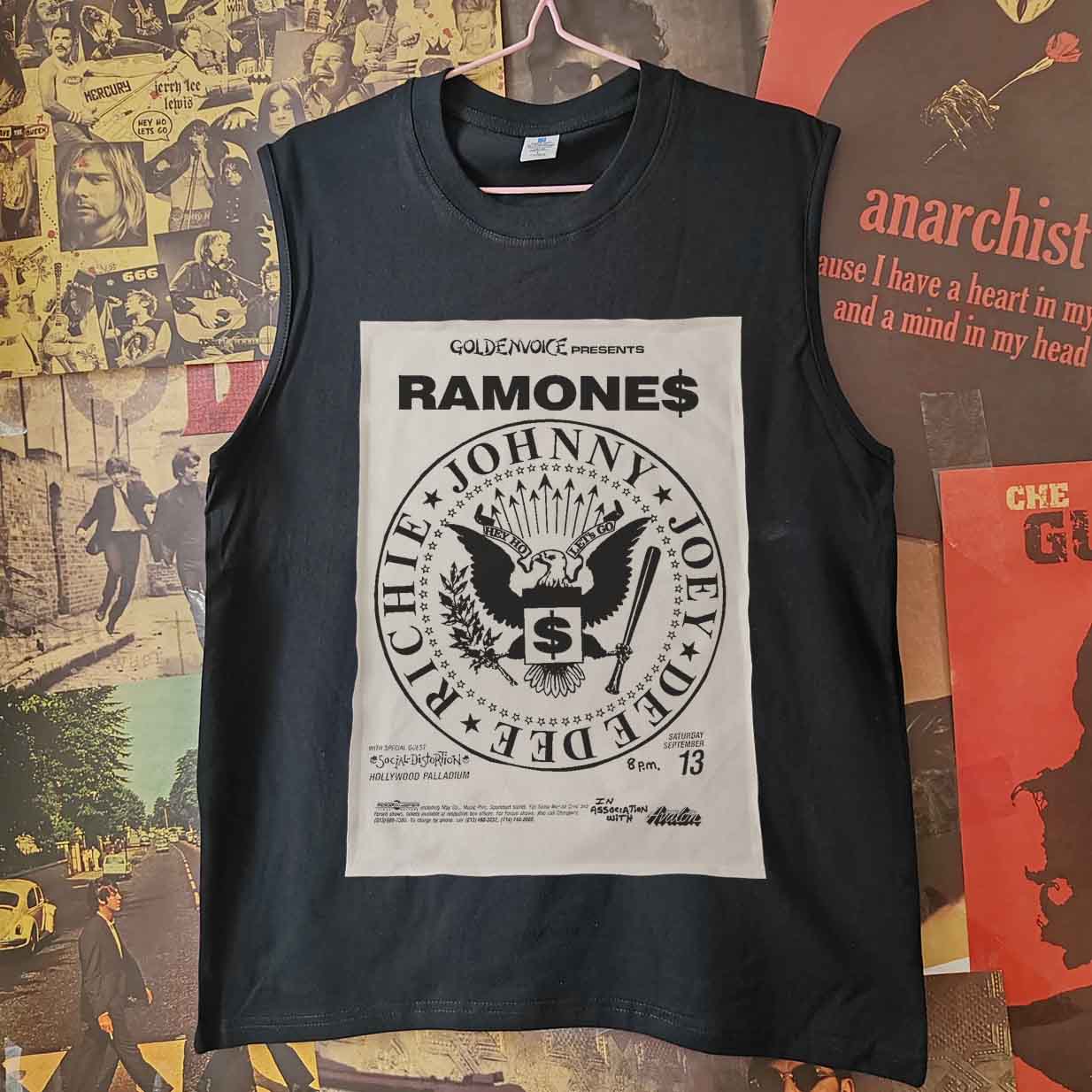 the-clash-ramones-misfits-punk贴布印花暗黑无袖T恤背心坎肩