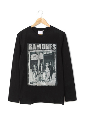 ramones punk rock朋克摇滚风手工贴布印花纯棉男女长袖T恤卫衣