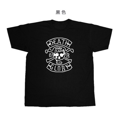 the clash death or glory punk rock skull手绘设计纯棉短袖T恤