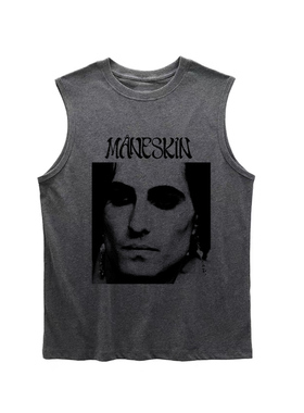 Måneskin乐队maneskin复古时尚流行摇滚喷墨印花夏坎肩背心无袖T