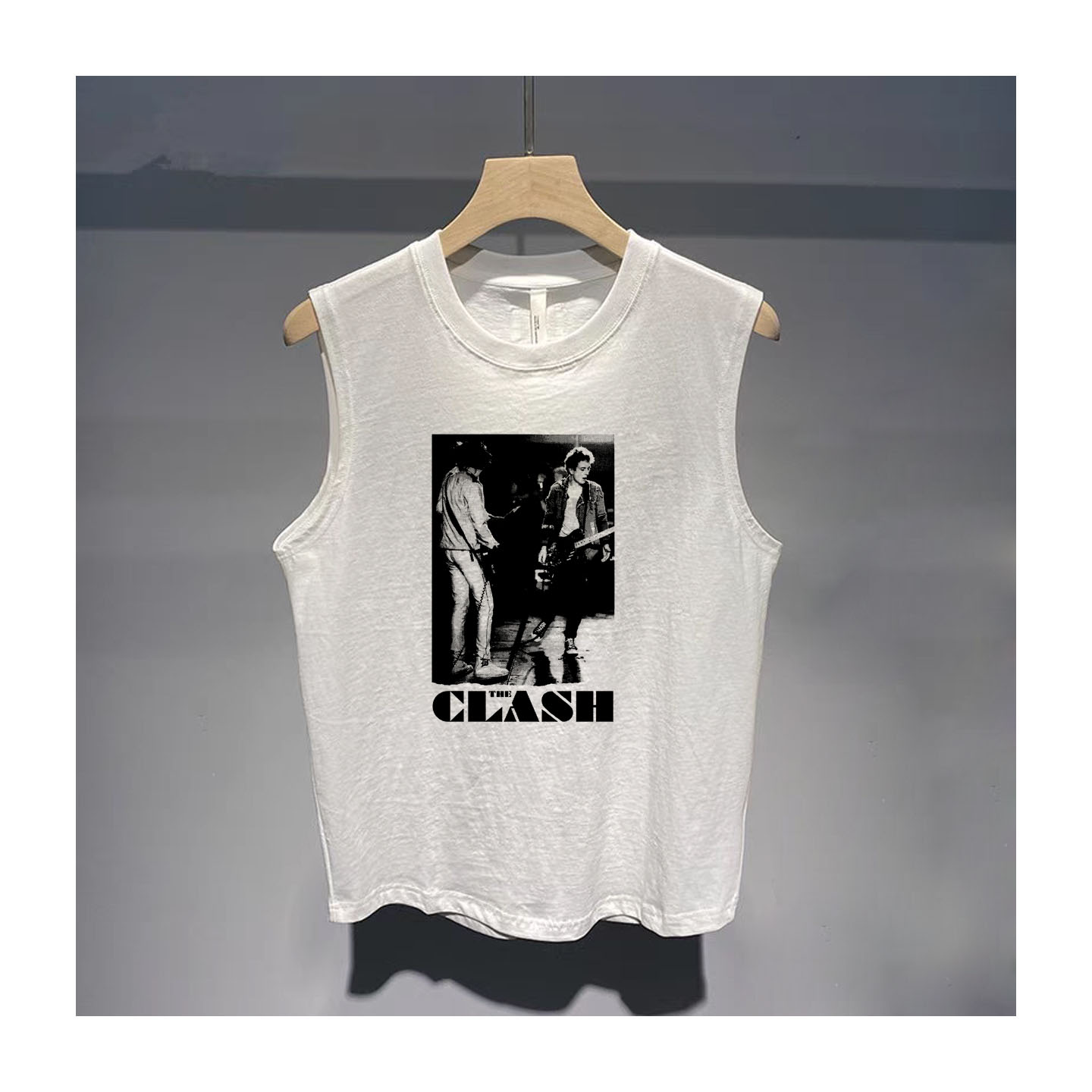 七款the clash无线冲突经典朋克手工拓印男女纯棉无袖T恤坎肩