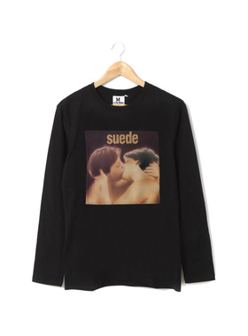 suede placebo山羊皮安慰剂复古手工贴布印花纯棉男女长袖T恤卫衣