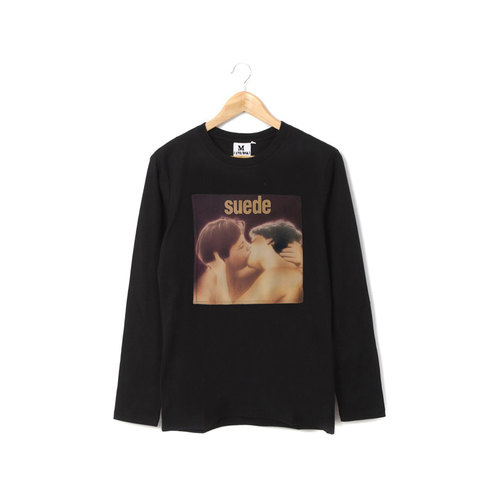 suede placebo山羊皮安慰剂复古手工贴布印花纯棉男女长袖T恤卫衣