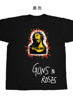枪花guns n roses gnr金属摇滚乐队朋克风拼贴设计纯棉短袖T恤