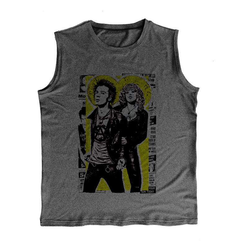 朋克爱情 sid nancy 性手枪复古烟灰黑色显瘦宽松坎肩背心无袖Tee