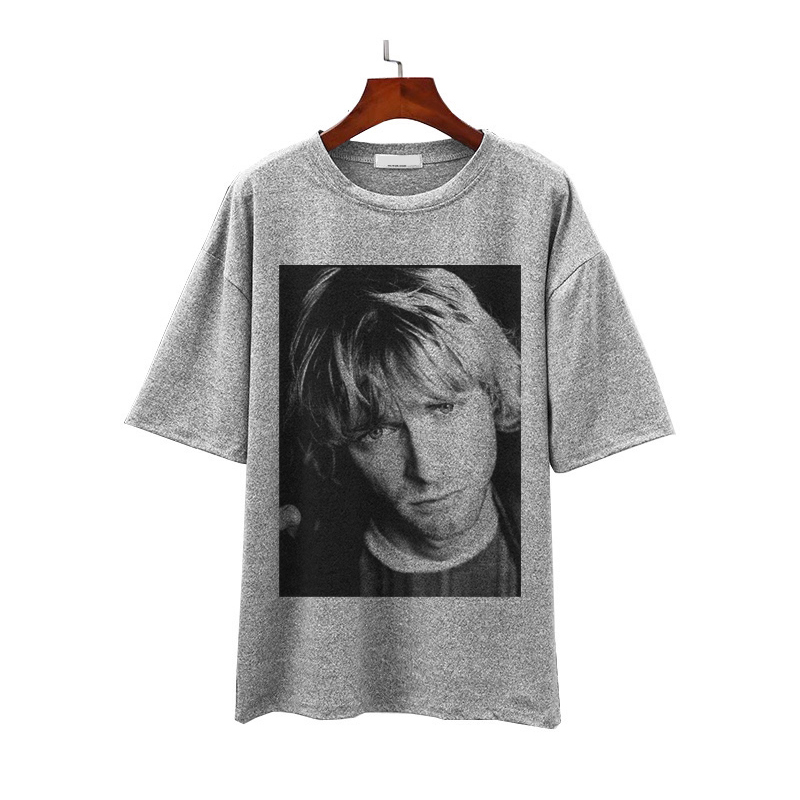 kurt cobain黑白照片喷印涅盘朋克风摇滚文艺青年宽松T恤坎肩背心