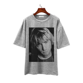 kurt cobain黑白照片喷印涅盘朋克风摇滚文艺青年宽松T恤坎肩背心