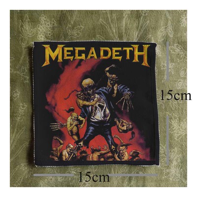 slayer megadeth 重金属乐队复古摇滚喷印布贴包包衣服配件装饰