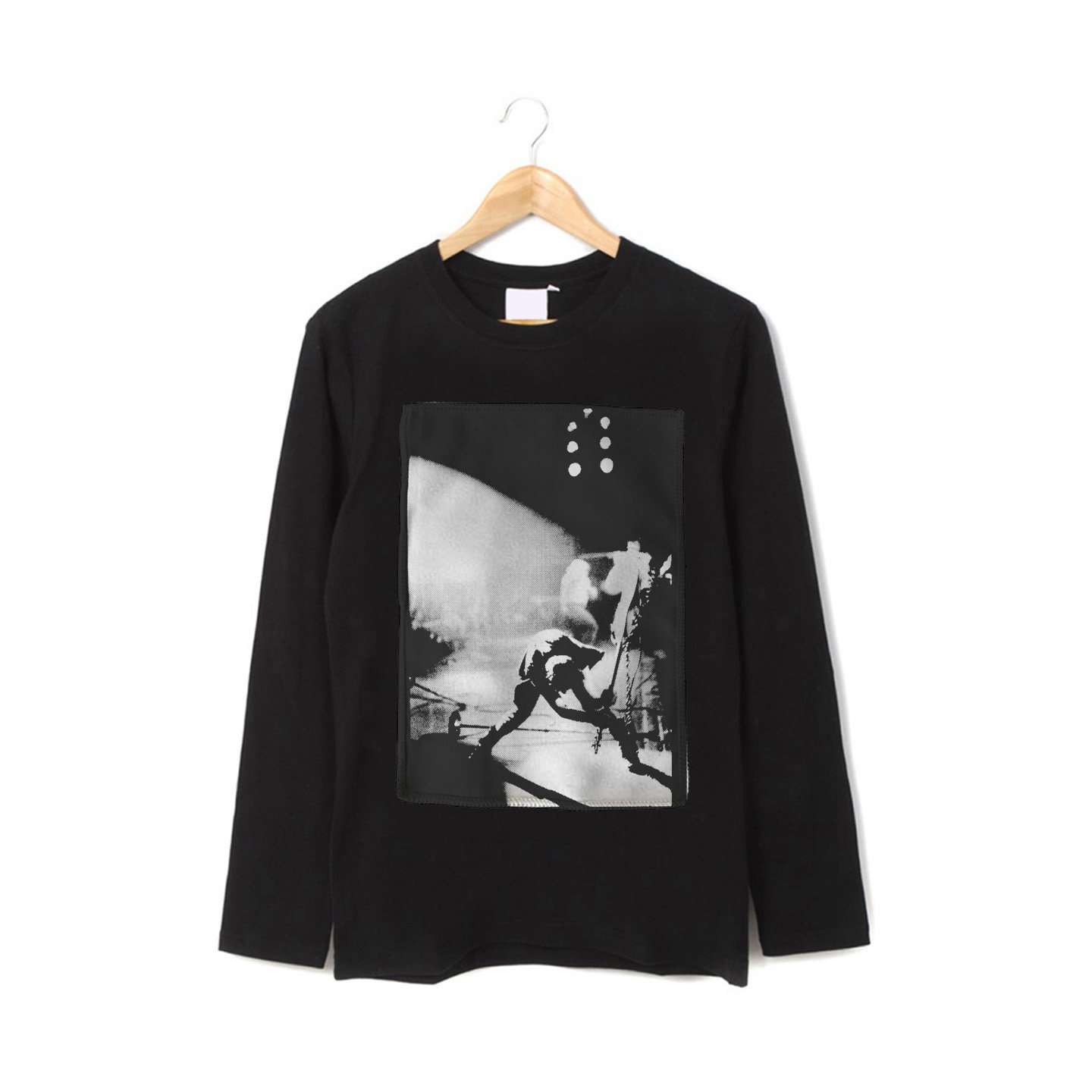 the clash punk复古摇滚风手工贴布印花纯棉男女长袖T恤卫衣