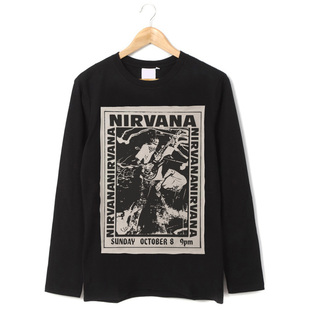 nirvana涅盘麂皮绒贴布印花朋克摇滚复古文艺男女棉长袖T恤卫衣