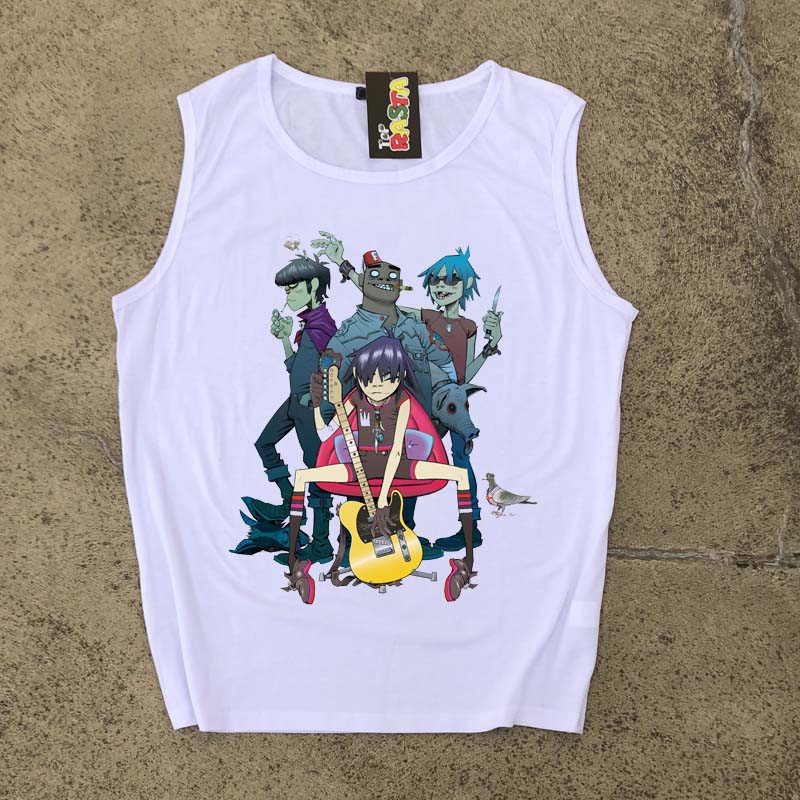 街头霸王 (虚拟乐团) Gorillaz卡通电子摇滚男女印花背心无袖T