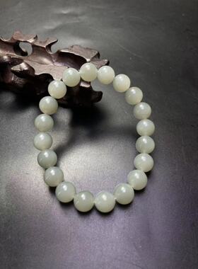 天然新疆和田玉且末料蓝调圆珠手串手链直径10MM