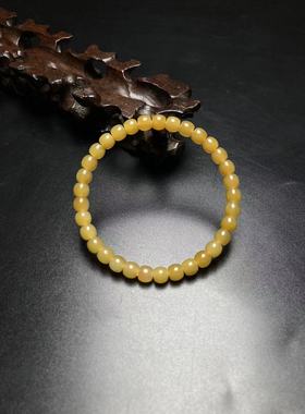 天然新疆和田玉金山矿糖料老型珠手串手链直径6MM