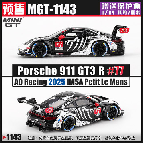 MINIGT#1143 1:64 保时捷化骨龙 911 GT3 R #77 2025年IMSA勒芒赛