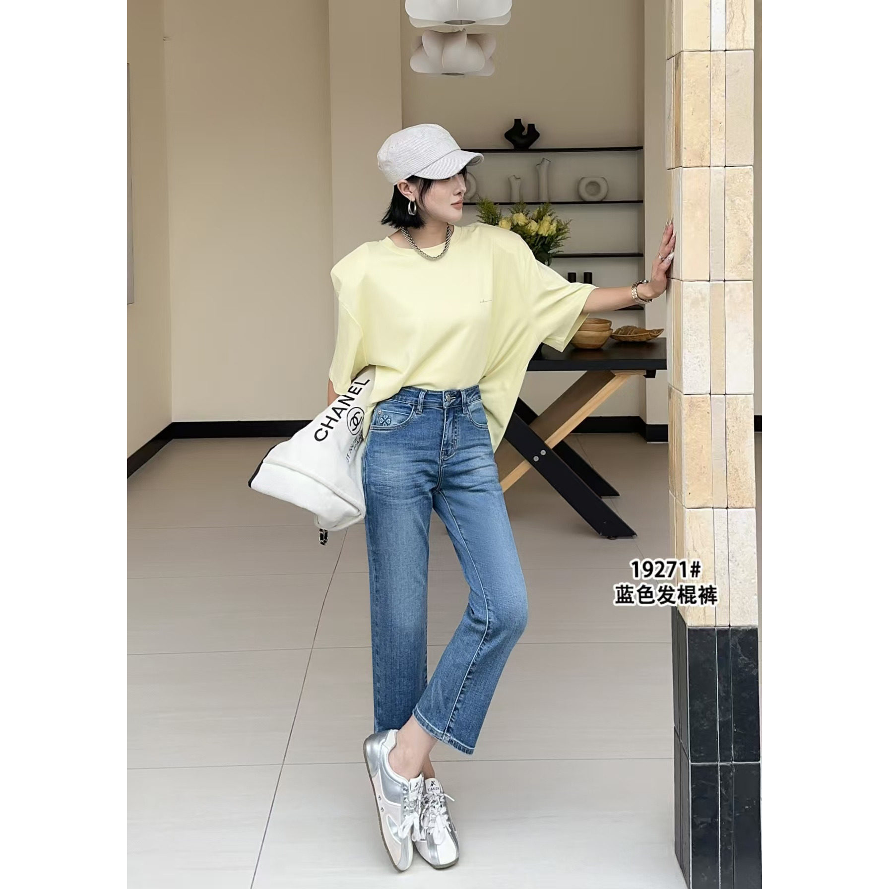 太原不售  2026夏totoblue韩弹力大码显瘦女士牛仔9分法棍裤19271