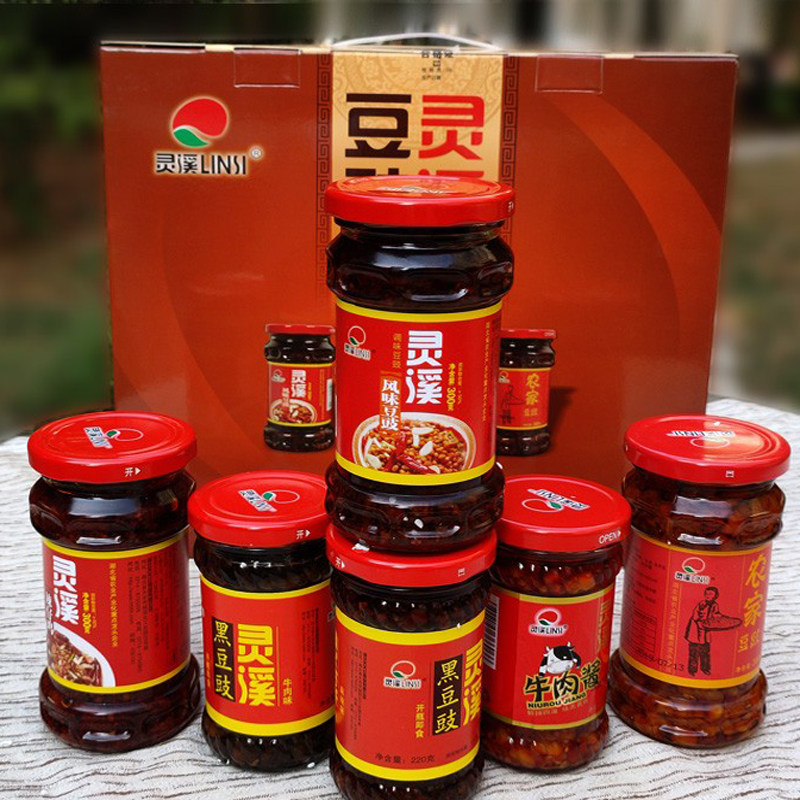正宗灵溪黑豆豉礼盒6瓶装 湖北大冶特产送礼佳品 好吃下饭菜包邮